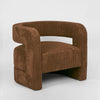 Contemporary Cleo armchair with enclosed armrests and deep seating for living room or bedroom use