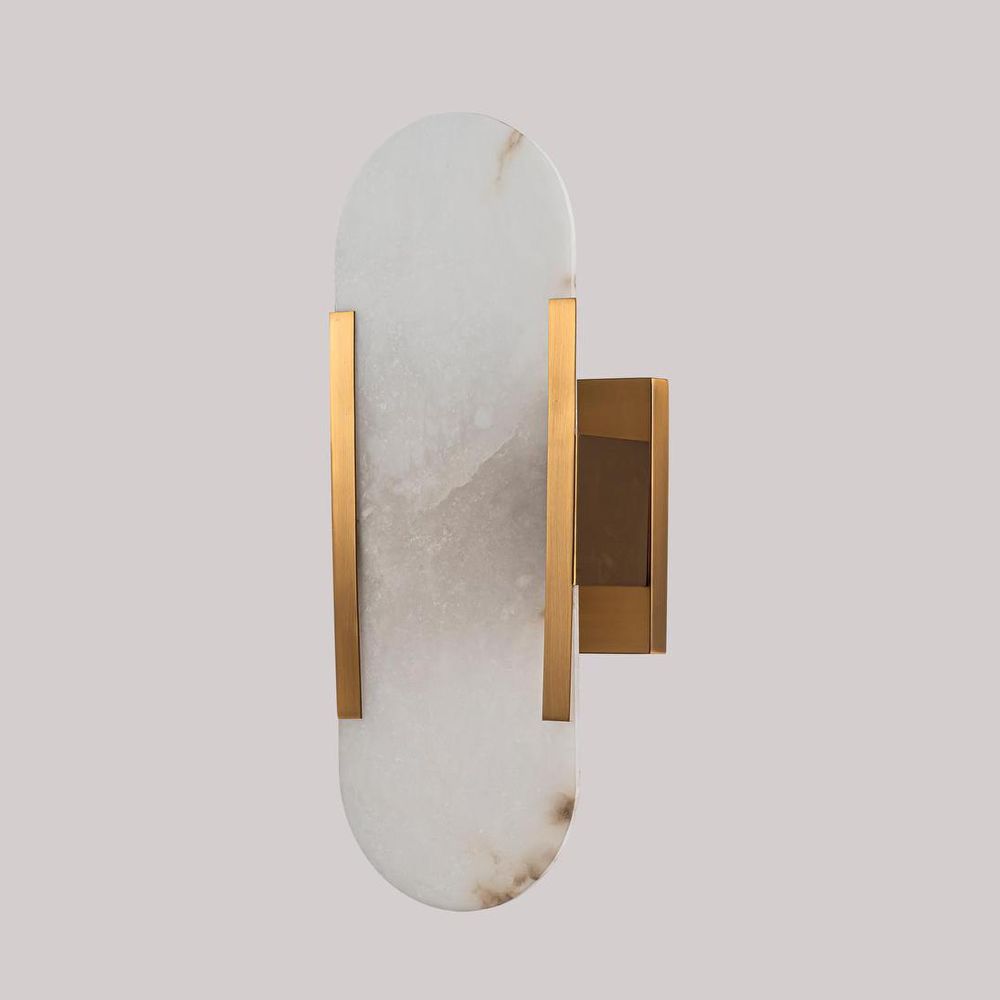 Yves Wall Light iron and alabaster – modern elegant wall sconce for hallways, bedrooms, and accent lighting