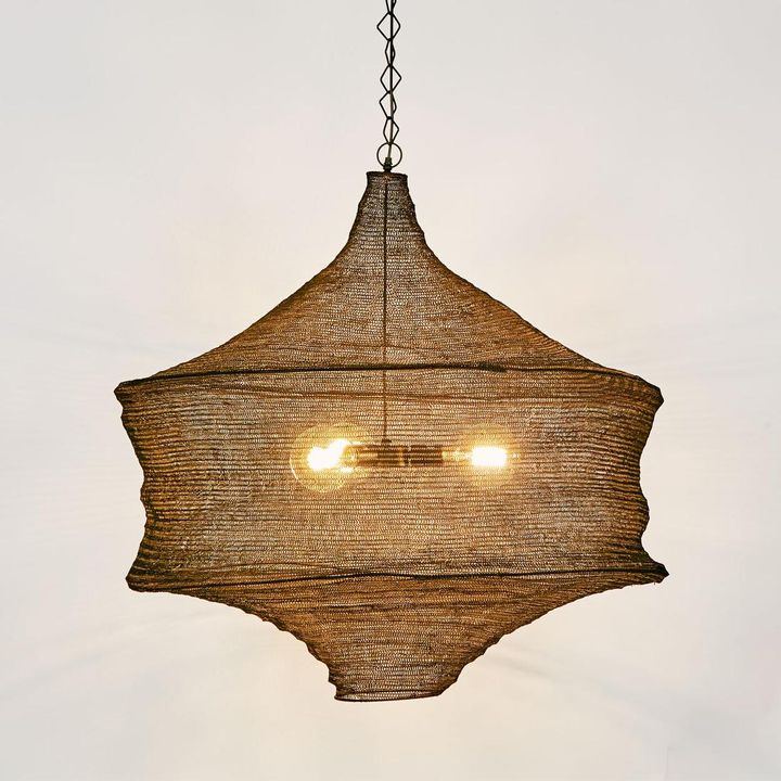 Beverly hanging lamp in antique brass, solid brass pendant light for dining rooms, kitchens, and living spaces with timeless elegant design