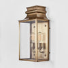 Westpoint Outdoor Wall Light solid brass with clear glass panels and antique brass finish – timeless outdoor wall sconce for entryways, hallways, and patios