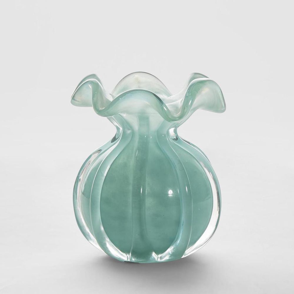 Turquoise glass bud vase watertight waterproof Lulu design for single flower decor