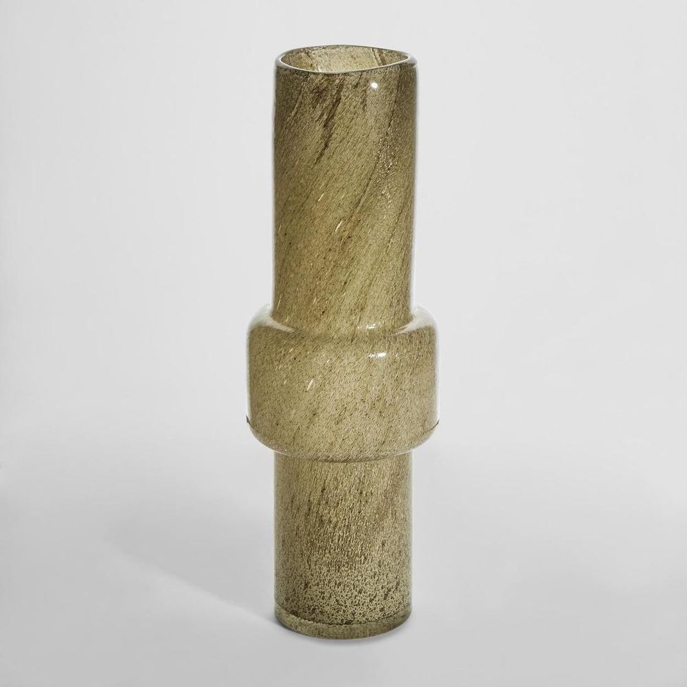 Modern sand tone glass vase tall design for minimalist and natural interiors
