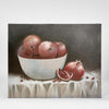 Bowl Pomegranites painting wall art featuring a vibrant still life of pomegranates in a bowl with rich red tones, framed artwork 40 x 50 cm