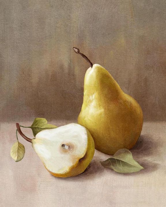 Pears Painting wall art featuring an elegant still life of pears in soft natural tones, framed artwork 82.5 x 82.5 cm