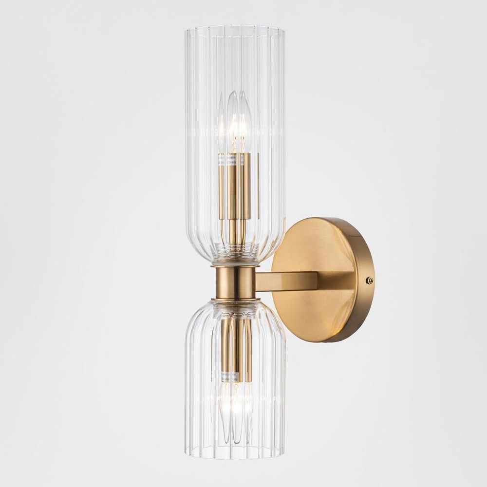 Hendricks Wall Light in antique brass – elegant iron and glass wall sconce for hallways, bedrooms, and accent lighting