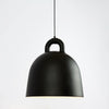 Enzo pendant lamp in black resin, modern ceiling light creating a warm natural glow for dining rooms, living spaces, and cozy interiors
