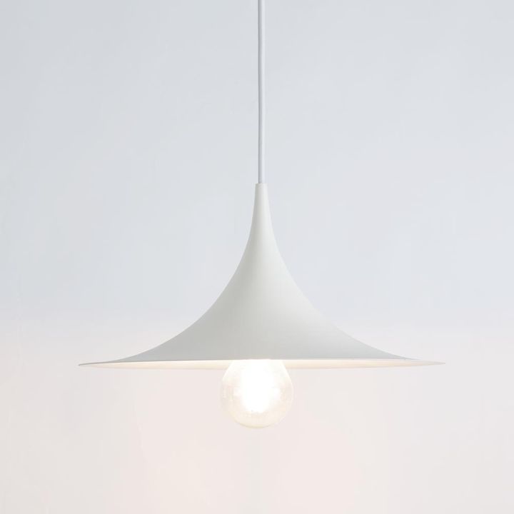 Sophia small pendant light in white, crafted from iron and aluminium, modern ceiling light for kitchens, dining rooms, and minimalist interiors