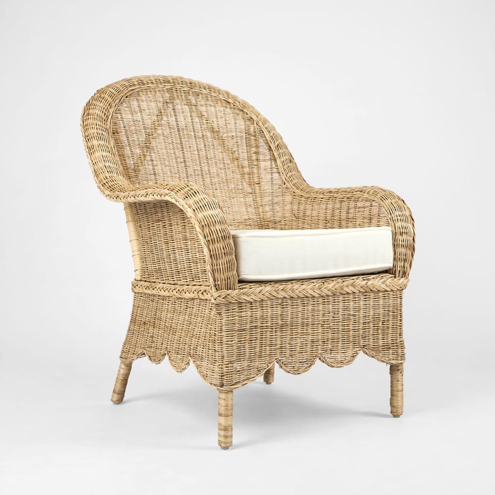 Long Island rattan occasional chair with mango wood frame and woven natural rattan seat indoor accent chair