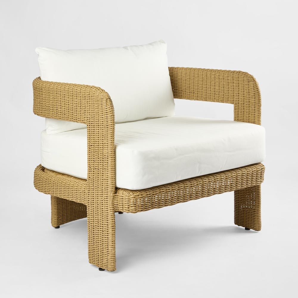 Outdoor wicker chair with aluminium frame and weather resistant cushions patio garden lounge chair