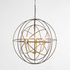 Large black and brass iron orb pendant light, modern statement ceiling fixture for dining rooms, living spaces, and high ceilings by Florabelle