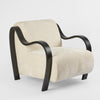 Apollo armchair in ivory and black with bent plywood frame and upholstered seat for modern living room seating