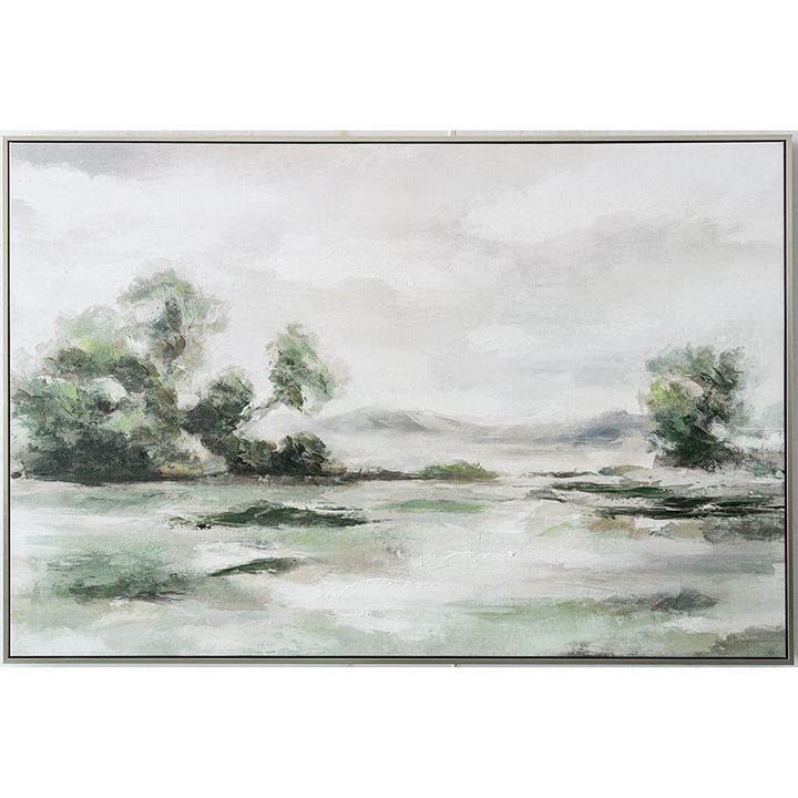 Mountain Vista B wall art featuring tranquil green mountain landscape with rolling peaks and open horizon, framed nature artwork 122.5 x 82.5 cm