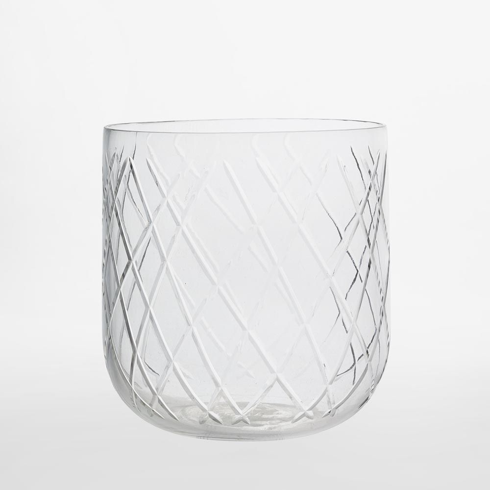 Luxury hand cut glass hurricane vase for table centerpiece and event decor
