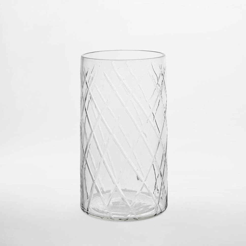 Large Asscher hand cut glass cylinder vase watertight waterproof for home decor flowers