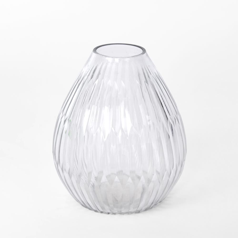 Elegant Anslett bud vase with hand cut glass design for floral arrangements