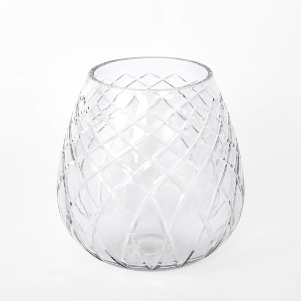 Premium hand cut glass vase for home decor, suitable for tea lights and flowers