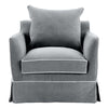 Noosa Hamptons slipcover armchair upholstered accent chair with piping detail, fibre-filled cushions, and removable fabric cover in coastal living room