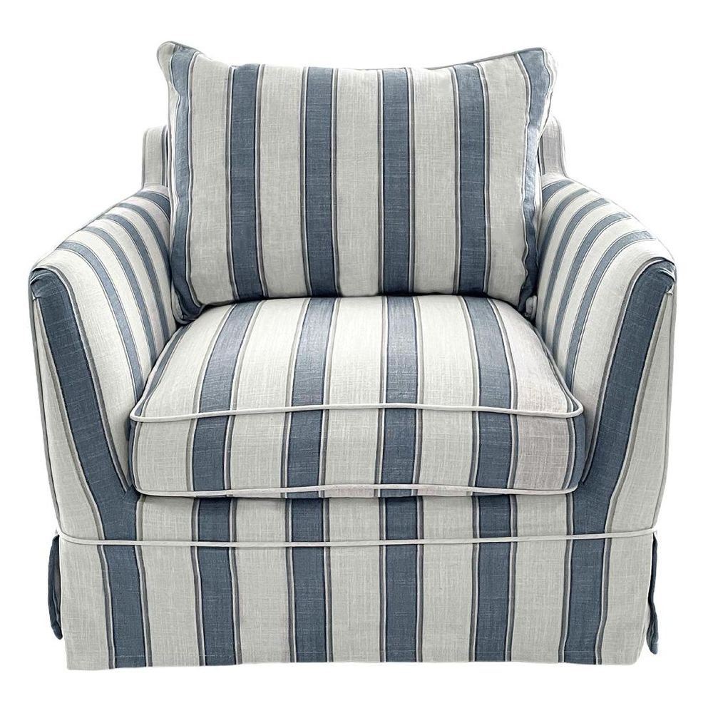 Noosa upholstered slipcover sofa with refined piping, comfortable seating, and classic Hampton’s styling