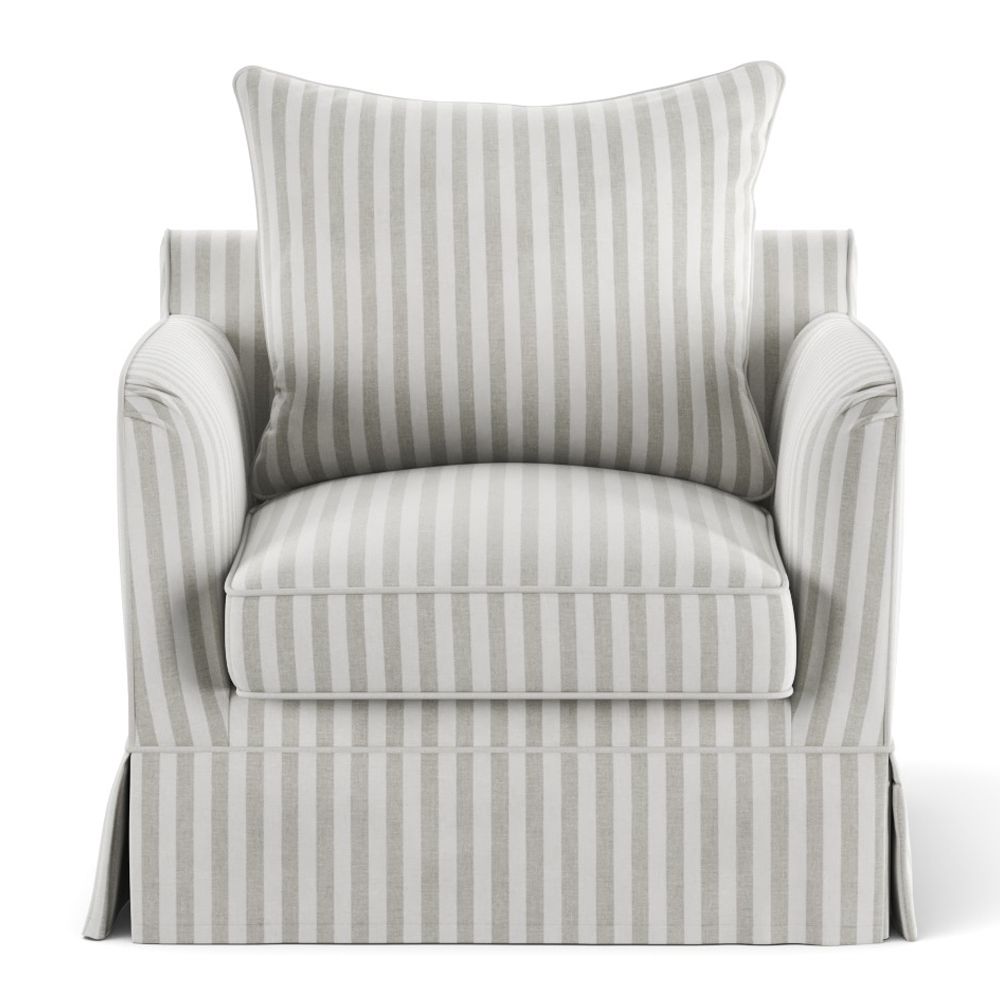 Coastal style slipcover sofa with tailored fabric cover, loose cushions, and solid timber frame construction
