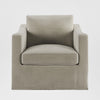 Hamptons slipcover armchair upholstered accent chair with feather cushions, rolled arms, and removable fabric cover in elegant living room