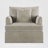 Upholstered Hamptons style armchair with removable slipcover fibre filled cushions and elegant piping living room furniture