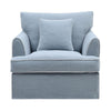 Classic Hamptons style upholstered armchair with removable slipcover tapered arms and cushioned seat living room chair