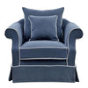 Hamptons accent chair with removable slipcover, high-resilience foam seat, and durable solid timber frame