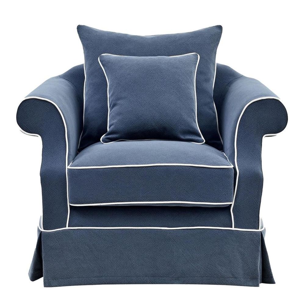 Hamptons accent chair with removable slipcover, high-resilience foam seat, and durable solid timber frame