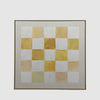 Large yellow geometric abstract wall art with textured canvas and modern design.