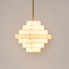 Gatsby ceiling pendant in crisp white with iron frame and faux alabaster detail, 50 cm diameter decorative pendant light for dining rooms, living rooms and high ceilings