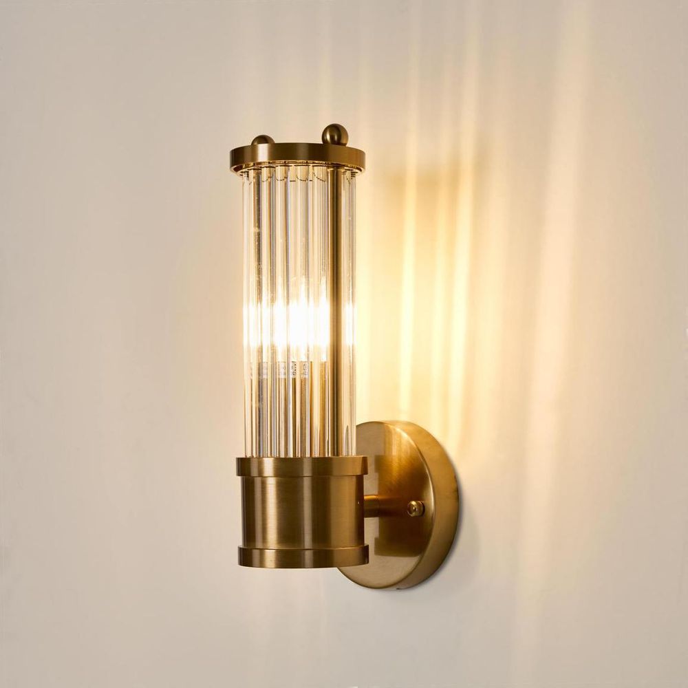Jenson Wall Light brass finish aluminium and stone wall sconce – dual E14 light fixture for modern hallways, bedrooms, and living spaces