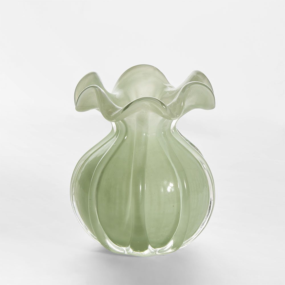 Green glass bud vase watertight waterproof Lulu design for single flower home decor