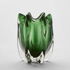Small solid green glass vase, handblown watertight decorative vase for contemporary home styling