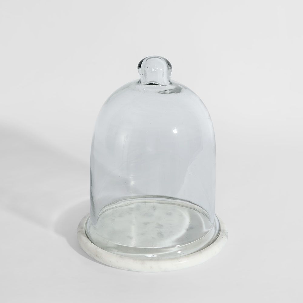 Franche tall marble white cloche decorative glass dome jar for home decor