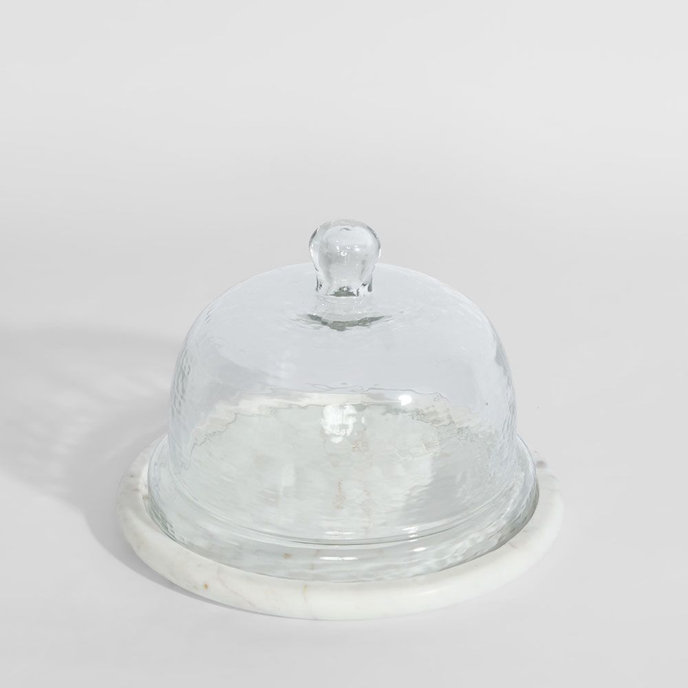 Franche wide marble white cloche decorative glass dome for elegant home decor