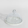 Elegant small marble white cloche with glass dome cover for minimalist home decor display