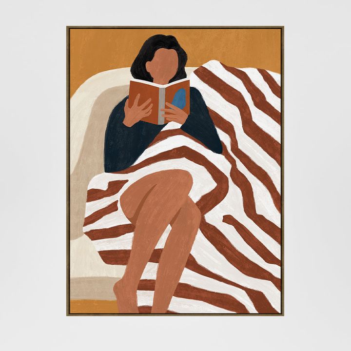 Framed canvas print with hand embellishment, veneer frame and secure protective packaging.