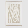 White botanical motifs hand-applied on textured linen background natural minimalist wall art.