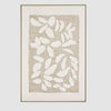Linen Botanica wall art featuring white hand-sculpted leaves on a woven natural linen backdrop.