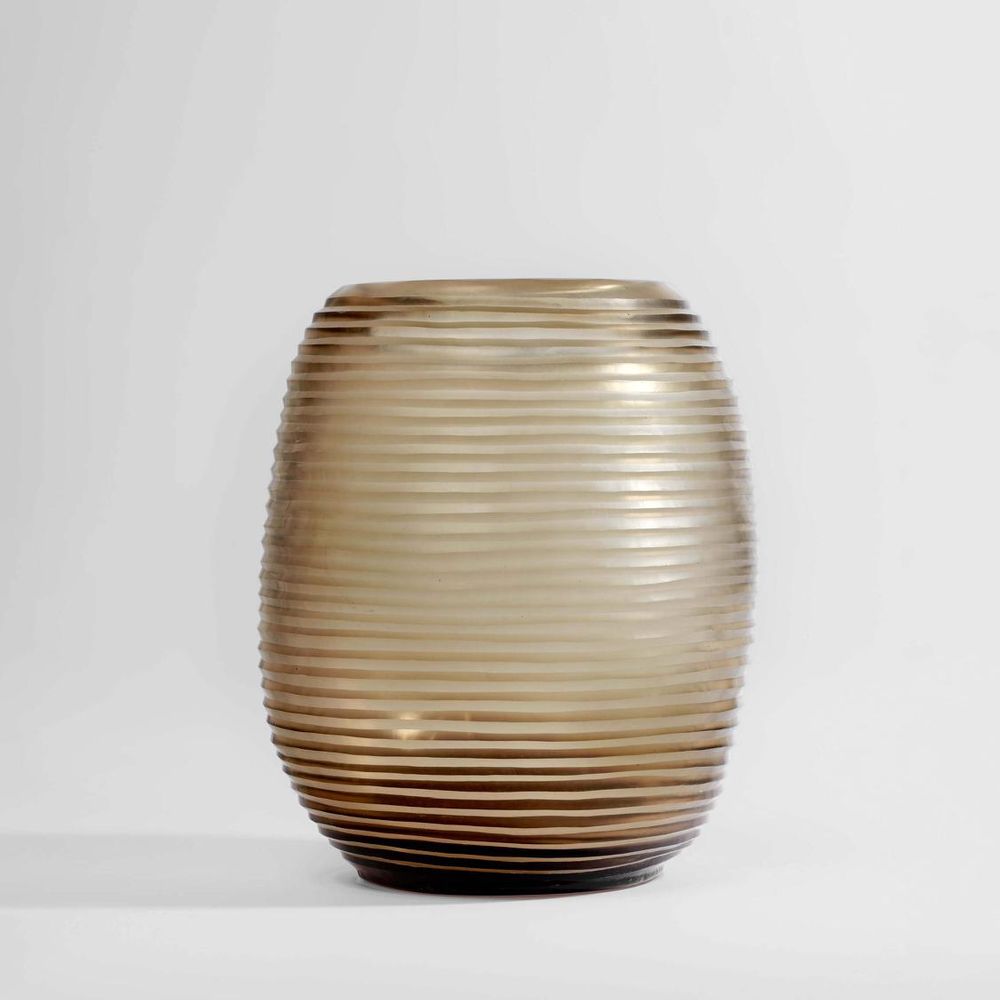 Jana large mouth-blown glass vase, handcrafted hand-finished decorative vessel for statement home décor styling