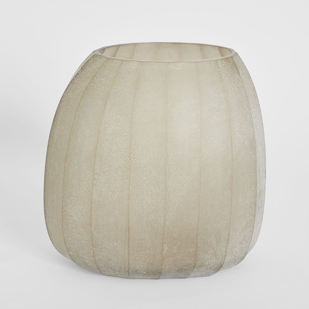 Handcrafted mouth-blown glass decorative vessel, artisan hand-finished unique vase for modern home décor styling