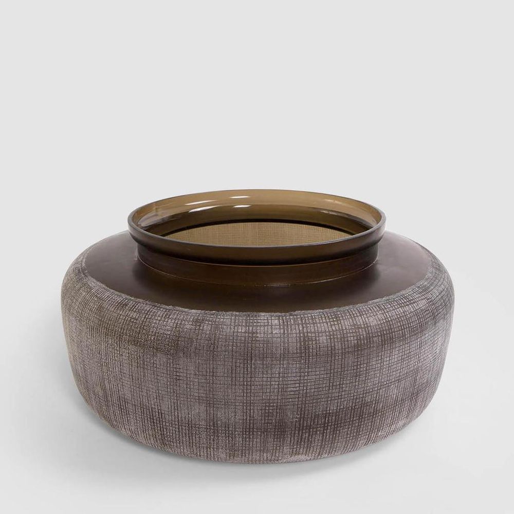 Samira large mouth-blown glass vase, handcrafted hand-finished decorative vessel for statement home décor styling