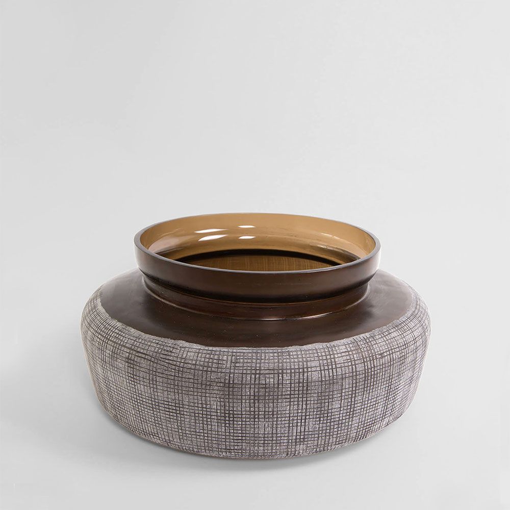 Handcrafted small glass vase, unique mouth-blown artisanal vessel for minimalist home décor