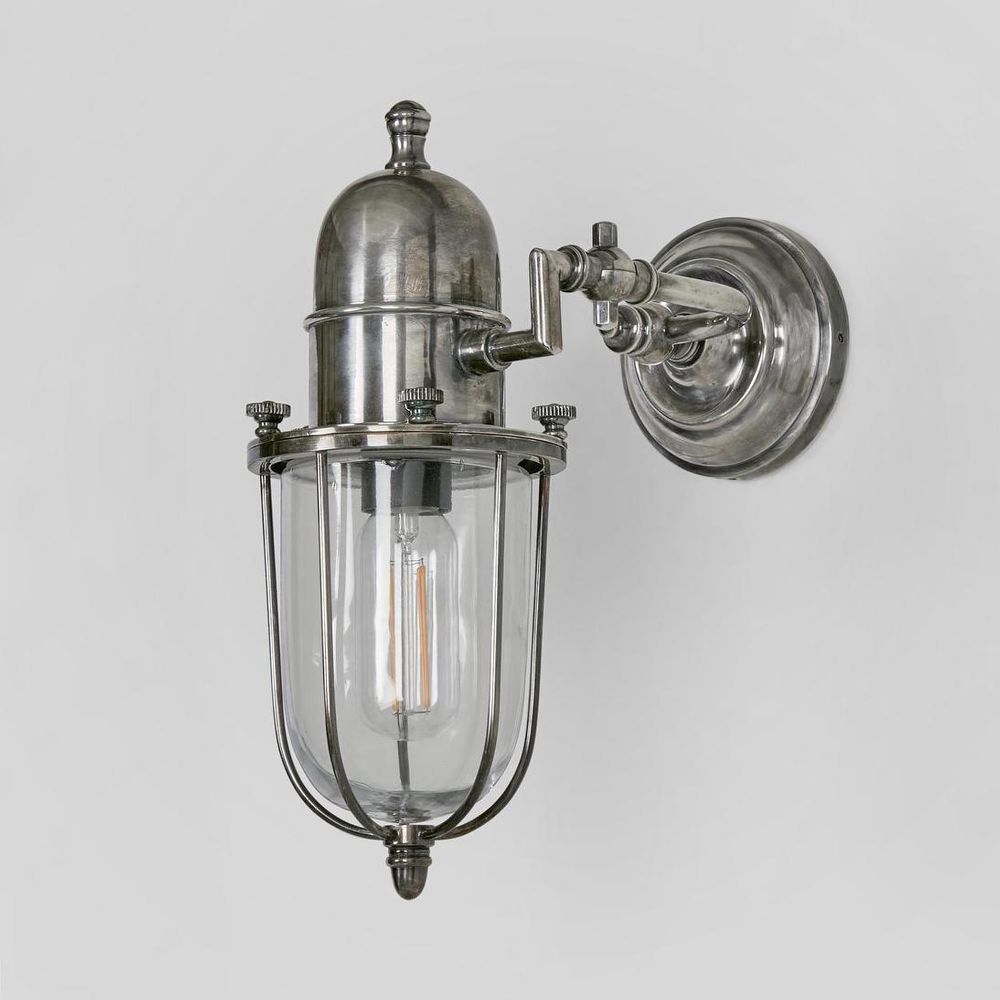 Chapel Wall Light IP54 solid brass swing arm with clear glass – lantern-style outdoor wall sconce for patios, entryways, and bathrooms