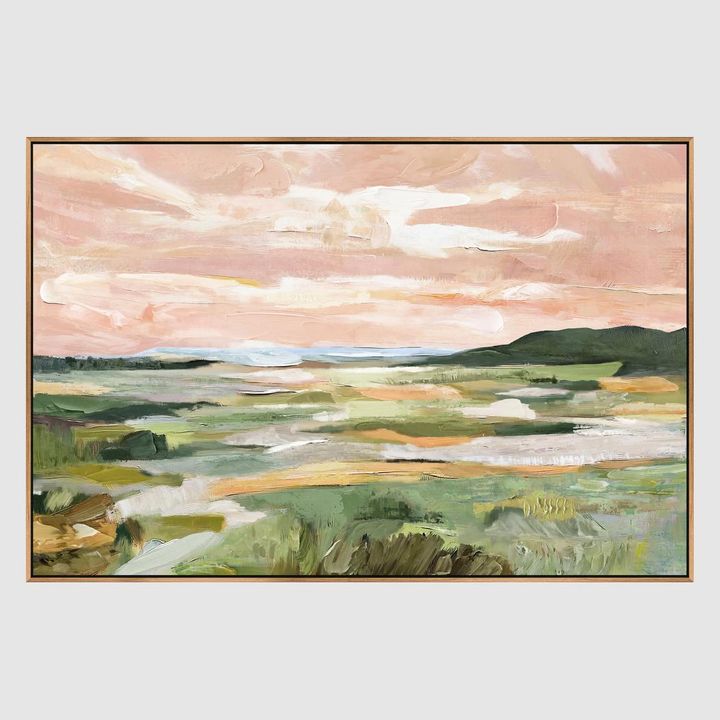 Dale wall art featuring a serene landscape scene with soft natural tones and calming scenery.