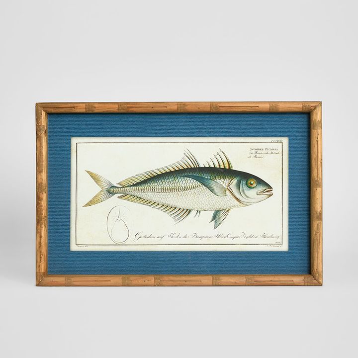 Oceanic Study 1 wall art featuring an abstract ocean inspired design in blue tones, framed coastal artwork 60x32 cm
