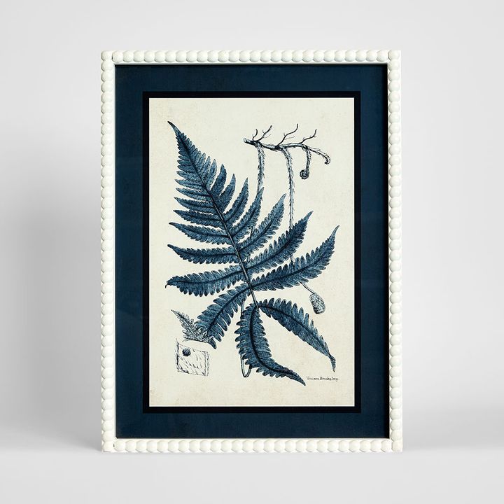 Botanical Blueprint A wall art canvas featuring detailed botanical illustration in blue tones, 45x60cm nature inspired artwork for living room or bedroom decor