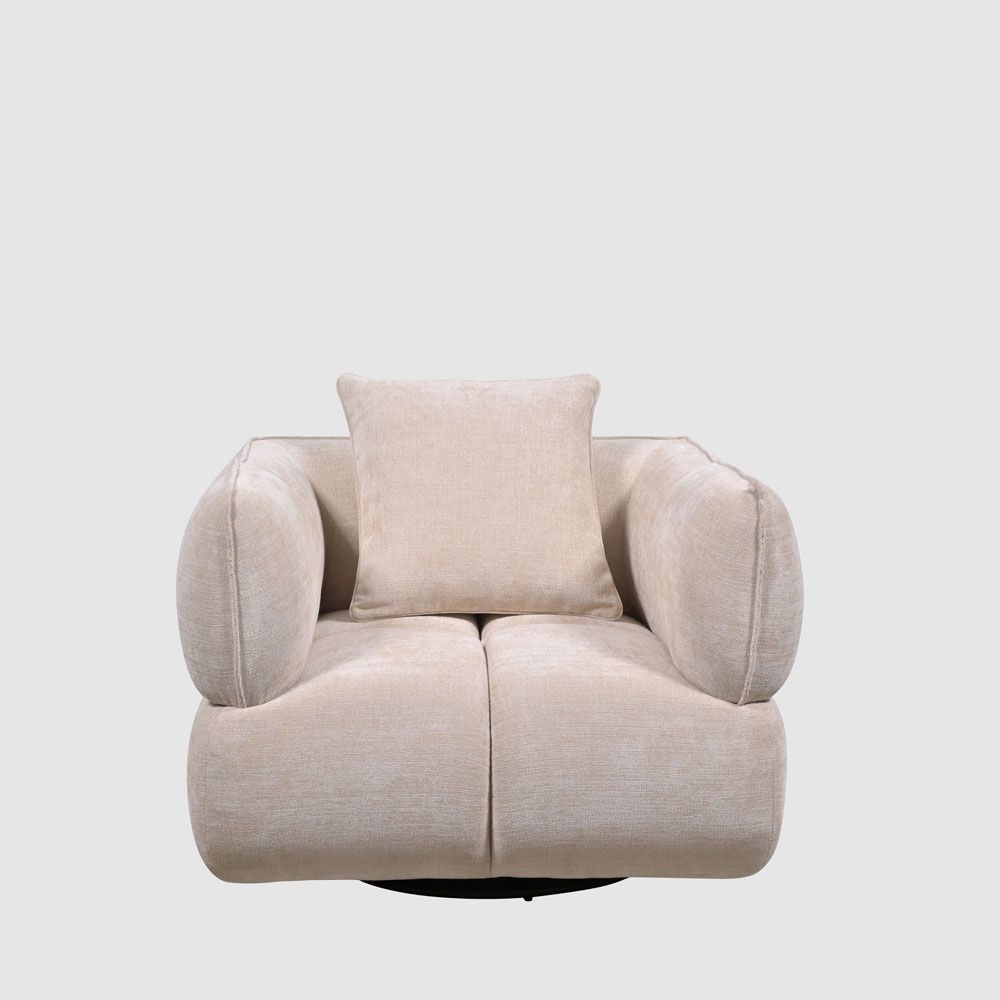 Piper armchair in cream and mustard with modern upholstered design for living room seating