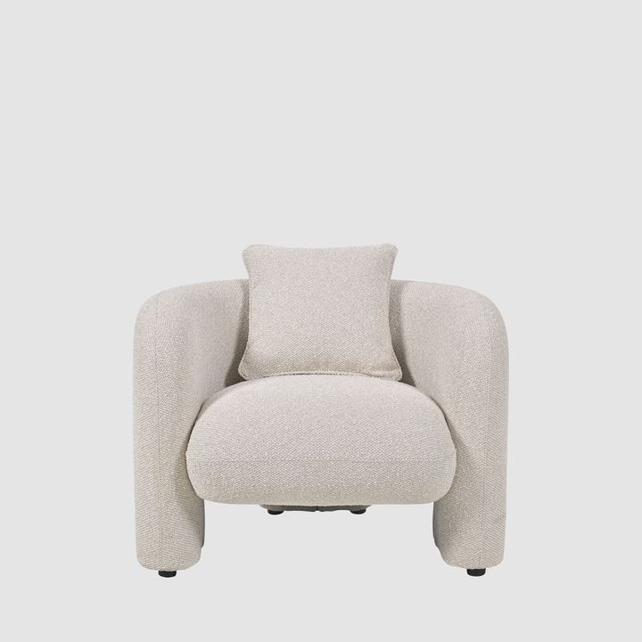 Ella armchair in beige fabric with minimalist design for modern living room seating