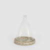 Glass cloche with woven willow base decorative dome for home decor display